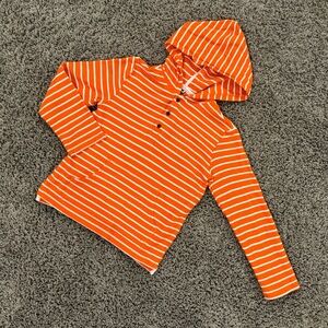Janie and Jack boys Henley hooded striped shirt, size 7